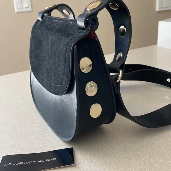 French Connection Saddlebag Black Leather - Picture 6 of 14